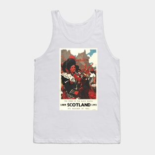 The Pipers of the Black Watch, Scotland - Vintage Travel Poster Design Tank Top